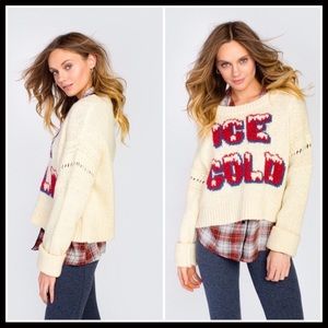Wildfox Freezin Sweater Marled Vanilla Latte NEW
